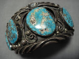 Important Tom David Vintage Native American Navajo #8 Turquoise Sterling Silver Bracelet Old-Nativo Arts