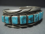 Important Tommy Tso Squared Turquoise Coral Sterling Native American Jewelry Silver Bracelet Old-Nativo Arts