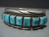 Important Tommy Tso Squared Turquoise Coral Sterling Native American Jewelry Silver Bracelet Old-Nativo Arts