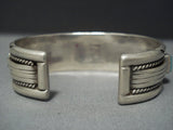 Important Tommy Tso Squared Turquoise Coral Sterling Native American Jewelry Silver Bracelet Old-Nativo Arts
