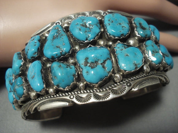 Important!! Tommy Tso Turquoise Vintage Navajo Sterling Native American Jewelry Silver Bracelet Old-Nativo Arts