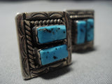 Important Tommy Tso Vintage Native American Jewelry Navajo Sterling Silver Turquoise Cufflinks-Nativo Arts