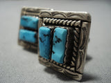Important Tommy Tso Vintage Native American Jewelry Navajo Sterling Silver Turquoise Cufflinks-Nativo Arts