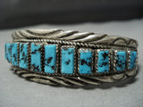 Important Tommy Tso Vintage Native American Jewelry Navajo Turquoise Sterling Silver Cuff Bracelet Old-Nativo Arts