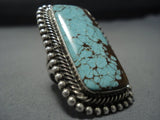 Important Towering Native American Jewelry Navajo Turquoise Sterling Silver Ring-Nativo Arts