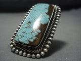 Important Towering Native American Jewelry Navajo Turquoise Sterling Silver Ring-Nativo Arts