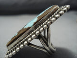 Important Towering Native American Jewelry Navajo Turquoise Sterling Silver Ring-Nativo Arts