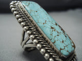 Important Towering Native American Jewelry Navajo Turquoise Sterling Silver Ring-Nativo Arts