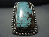 Important Towering Native American Jewelry Navajo Turquoise Sterling Silver Ring-Nativo Arts