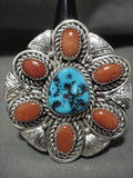 Important Tso Family Gigantic Navajo Turquoise Native American Jewelry Silver Ring-Nativo Arts