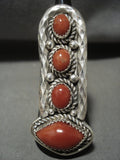 Important Tso Family Huge Corals Native American Jewelry Silver Navajo Ring-Nativo Arts