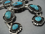 Important Turquoise Vintage Native American Navajo Sterling Silver Squash Blossom Necklace-Nativo Arts
