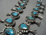 Important Turquoise Vintage Native American Navajo Sterling Silver Squash Blossom Necklace-Nativo Arts