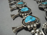 Important Turquoise Vintage Native American Navajo Sterling Silver Squash Blossom Necklace-Nativo Arts