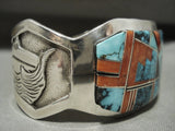 Important Very Rare Authentic Vintage Floyd Becenti Turquoise Native American Jewelry Silver Bracelet-Nativo Arts