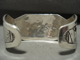 Important Very Rare Authentic Vintage Floyd Becenti Turquoise Native American Jewelry Silver Bracelet-Nativo Arts