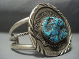 Important Vintage Cherokee Russell Mccullogh Turquoise Native American Jewelry Silver Bracelet Old-Nativo Arts