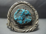 Important Vintage Cherokee Russell Mccullogh Turquoise Native American Jewelry Silver Bracelet Old-Nativo Arts