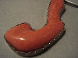 Important Vintage Cochiti 'Largest Coral' Native American Jewelry Silver Necklace-Nativo Arts