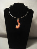 Important Vintage Cochiti 'Largest Coral' Native American Jewelry Silver Necklace-Nativo Arts