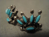 Important Vintage Evangelita Edaakie 'Turquoise Eye' Native American Jewelry Silver Earrings-Nativo Arts