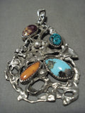 Important Vintage Francisco Gomez Persin Turquoise Native American Jewelry Silver Pendant-Nativo Arts
