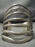Important Vintage Heavy David Tune Native American Navajo Sterling Silver Bracelet Old-Nativo Arts
