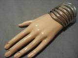 Important Vintage Heavy David Tune Native American Navajo Sterling Silver Bracelet Old-Nativo Arts