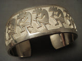 Important Vintage Hopi 'Dancing Kokopelli' Steve Sockyma Native American Jewelry Silver Bracelet-Nativo Arts