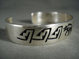 Important Vintage Hopi Ray Kyasyousie Goemtric And Bearr Native American Jewelry Silver Bracelet-Nativo Arts