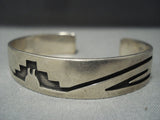 Important Vintage Hopi Sterling Native American Jewelry Silver Kyasousie Bracelet Old Cuff Jewelry-Nativo Arts