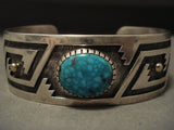 Important Vintage Hopi Turquoise And Real 14k Gold Turquoise Native American Jewelry Silver Bracelet-Nativo Arts