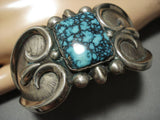 Important Vintage Native American Hopi Lander Blue Turquoise Sterling Silver Bracelet Old-Nativo Arts