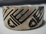 Important Vintage Native American Jewelry Hopi Harold Lowayaktewa Sterling Silver Geometric Bracelet Old-Nativo Arts