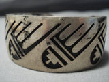 Important Vintage Native American Jewelry Hopi Harold Lowayaktewa Sterling Silver Geometric Bracelet Old-Nativo Arts