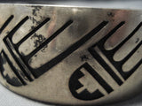 Important Vintage Native American Jewelry Hopi Harold Lowayaktewa Sterling Silver Geometric Bracelet Old-Nativo Arts