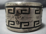 Important Vintage Native American Jewelry Hopi Lou Jasytewa Sterling Silver Maze Bracelet Old-Nativo Arts
