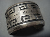 Important Vintage Native American Jewelry Hopi Lou Jasytewa Sterling Silver Maze Bracelet Old-Nativo Arts