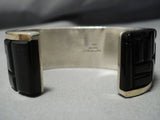 Important Vintage Native American Jewelry Navajo 14k Gold Sterling Silver Gaspeite Bracelet Cuff-Nativo Arts