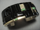 Important Vintage Native American Jewelry Navajo 14k Gold Sterling Silver Gaspeite Bracelet Cuff-Nativo Arts