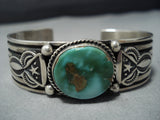 Important Vintage Native American Jewelry Navajo Al Jake Green Turquoise Sterling Silver Cuff Bracelet-Nativo Arts