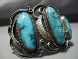 Important Vintage Native American Jewelry Navajo Blue Wind Turquoise Sterling Silver Bracelet-Nativo Arts