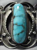 Important Vintage Native American Jewelry Navajo Blue Wind Turquoise Sterling Silver Bracelet-Nativo Arts