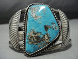 Important Vintage Native American Jewelry Navajo Clendon Pete Turquoise Sterling Silver Bracelet Old-Nativo Arts