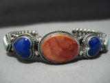 Important Vintage Native American Jewelry Navajo Dave Reeves Turquoise Coiled Sterling Silver Bracelet-Nativo Arts
