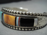 Important!! Vintage Native American Jewelry Navajo Ervin Tsosie Turquoise Inlai Sterling Silver Bracelet-Nativo Arts