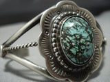 Important Vintage Native American Jewelry Navajo Green Turquoise Sterling Silver Cuff Bracelet-Nativo Arts