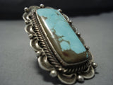 Important Vintage Native American Jewelry Navajo Huge Turquoise Sterling Silver Ring Old-Nativo Arts