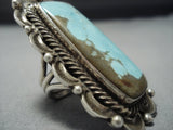 Important Vintage Native American Jewelry Navajo Huge Turquoise Sterling Silver Ring Old-Nativo Arts