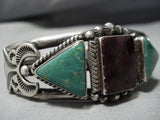 Important Vintage Native American Jewelry Navajo Ivan Kee Turquoise Sterling Silver Bracelet Old-Nativo Arts